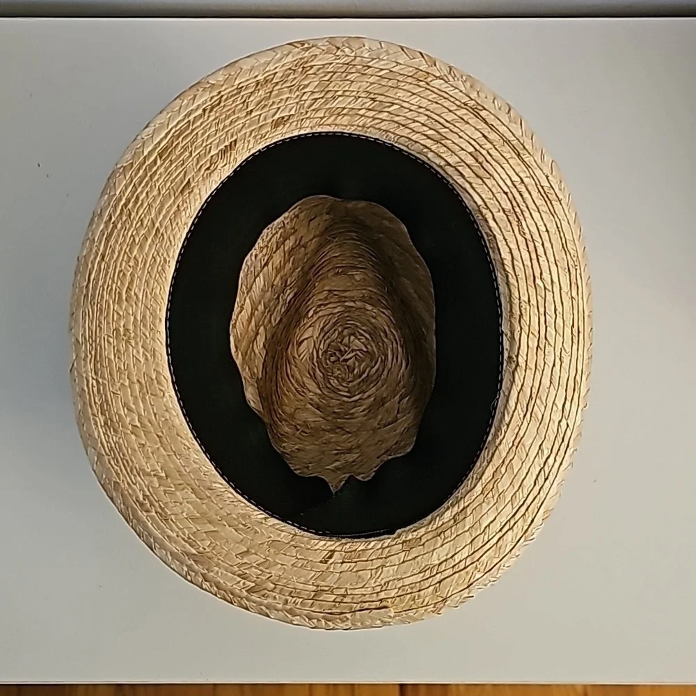 Stylish Straw Fedora with Red White and Blue Band